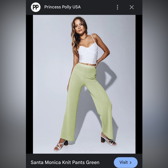 FWB Princess Polly us 4 green wafflw beach pants SANTA MONICA GREEN - Picture 3 of 11